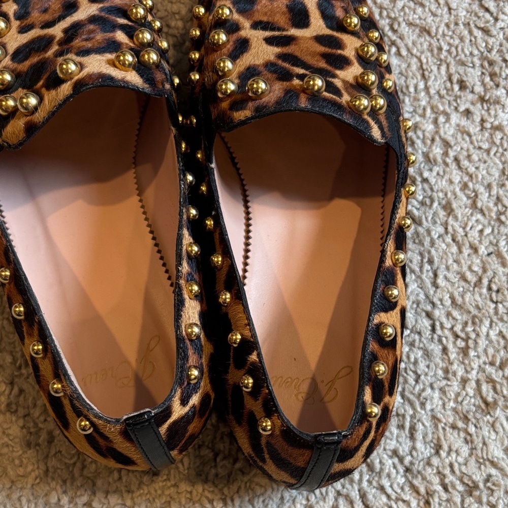 J. Crew Leopard Print Loafers with Gold Studs - Picture 5 of 10